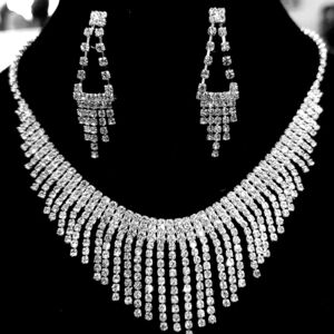 Rhinestone Necklace And Earring Set